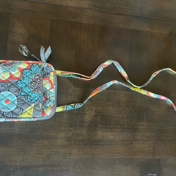 Vera Bradley Flower Power Turquoise Brown Yellow Small Crossbody Quilted Bag - Picture 11 of 11